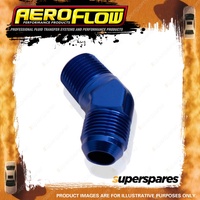 Aeroflow 45 Degree NPT To Male Flare Adapter Fitting 3/8" To -6 AN Blue