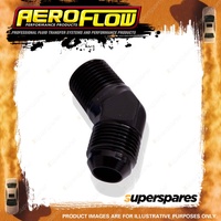 Aeroflow 45 Degree NPT To Male Flare Adapter Fitting 1/2" To -6 AN Black