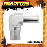 Aeroflow Male NPT To AN Barb 90 Degree Adapter 1/8"To -4AN Hose Silver Finish