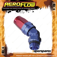 Aeroflow 45 Degree Taper Forged Male Adapter Orb Hose End -8 to -6 AN Blue/Red