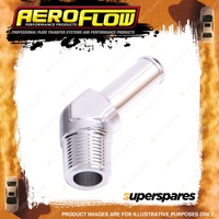 Aeroflow Brand 45 Degree 1/8" NPT To 3/16" Barb Silver Hose Fitting