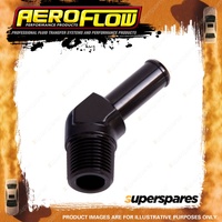 Aeroflow Brand 45 Degree 1/8" NPT To 1/4" Barb Black Finish Hose Fitting