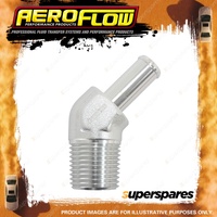 Aeroflow Male NPT To 45 Degree AN Hose Barb 3/8"To -6 100/450 Series Hose Silver