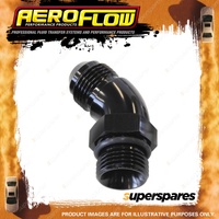 Aeroflow Orb To Male An Full Flow Adapters Black 45 Degree ORB to AN -4 to -6