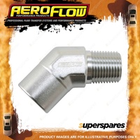 Aeroflow 45 Degree NPT Female to Male NPT Fitting 1/4" NPT Silver