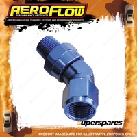 Aeroflow 45 Degree NPT Swivel To Male AN Flare Adapter 1/8" To -3AN Blue