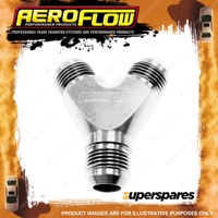 Aeroflow Brand Y-Block Inlet/Outlets 3 x -3 AN Silver Finish Hose Fitting