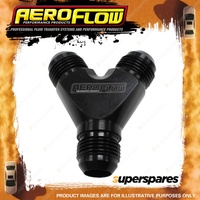 Aeroflow Brand Y-Block Inlet/Outlets 3 x -4 AN Black Finish Hose Fitting