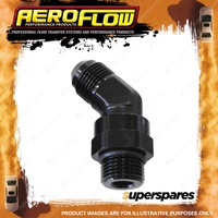 Aeroflow Orb Swivel To Male Flare Adapters Black 45 Degree ORB to AN -8 to -6