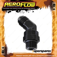 Aeroflow Orb Swivel To Male Flare Adapters Black 45 Degree ORB to AN -8 to -8