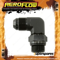 Aeroflow Orb Swivel To Male Flare Adapters Black 90 Degree ORB to AN -6 to -6