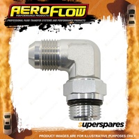 Aeroflow Orb Swivel To Male Flare Adapters Silver 90 Degree ORB to AN -6 to -6