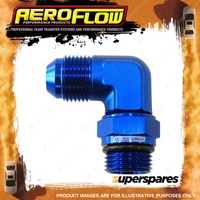 Aeroflow Orb Swivel To Male Flare Adapters Blue 90 Degree ORB to AN -10 to -10