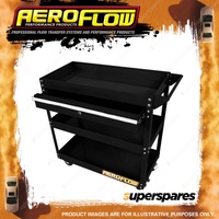 Aeroflow Workshop Trolley 3 Tier with lockable drawer and wheels Black