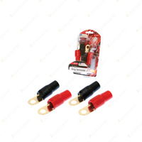 Aerpro 2 Gauge Ring Terminals - 2 Red /2 Black Gold-plated Terminals