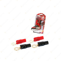 Aerpro 4 GA Ring Terminals - 2 Red / 2 Black Gold-plated Terminals