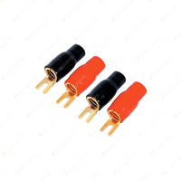 Aerpro 4 GA Fork Terminal - 2 Red 2 Black Suits 4mm Posts Gold-plated Terminals