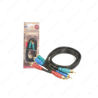 Aerpro 0.75M Audio/Video Lead - Green/Blue/Red RCA 3M to 3M Plugs 75 ohm Coax