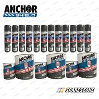 6 Packets of Anchor Shield Hammer Finish Charcoal Aerosol Paint 400 Gram Durable