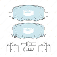 4pcs Bendix Rear 4WD Brake Pads for Jeep Cherokee KL 2.0L 2.4L 3.2L