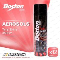 12 x Boston Tyre Shine Maintenance Aerosol Sprays 350G Tire Care and Protection