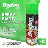 12 x Boston Fluoro Vibrant Fluorescent Green Spray Paints 250G Enhance Surfaces