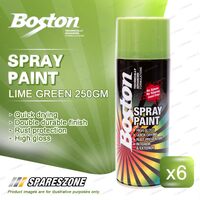 6 x Boston Lime Green Spray Paint Cans 250 Gram Quick Drying Rust Protection