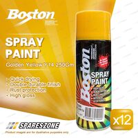 12 x Boston Vibrant Golden Yellow Y14 Enamel Spray Paints 250 Gram Bright Finish