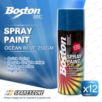 12 x Boston Ocean Blue Spray Paint Cans 250 Gram High Gloss Rust Protection