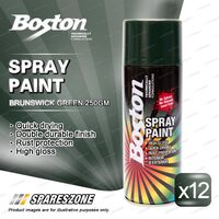 12 x Boston Brunswick Green Spray Paint Cans 250 Gram High Gloss Rust Protection