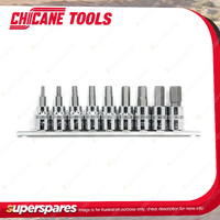 9 Pcs of Chicane 3/8" Drive Metric Hex Bits Socket Set - Chrome Vanadium Steel