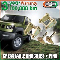 Rear EFS Greaseable Shackles + Pins for Toyota Landcruiser FJ HJ 75 Series 85-92