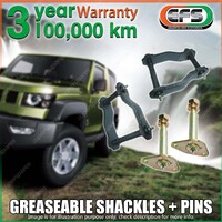 Front EFS Extended Leaf Spring Shackles + Pins for Toyota Hilux Petrol 84-97