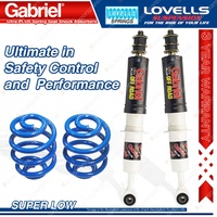 2 Front Super Low Gabriel PLUS Shocks + Lovells Springs for Toyota Hilux GUN136