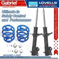 Front Super Low Gabriel Ultra Strut Shocks + Lovells Springs for Holden ASTRA LD