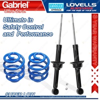 2 Rear Super Low Gabriel Ultra Shocks + Lovells Springs for Honda Civic ED3 ED6