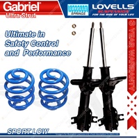 Front Sport Low Gabriel Ultra Strut Shocks Lovells Springs for Ford Laser KF KH