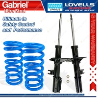 2 Front HD STD Gabriel Ultra Strut Shocks + Lovells Springs for Kia Mentor AFA