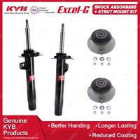 Pair Front KYB Shock Absorbers + Strut Top Mount Kit for BMW 3 Series E46 98-05