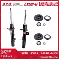 Pair Front KYB Shock Absorbers + Strut Top Mount Kit for Citroen C2 C3 I 02-10