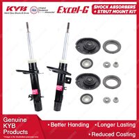 Pair Front KYB Shock Absorbers + Strut Mount Kit for Peugeot 208 Hatchback 12-17