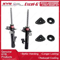 Pair Front KYB Shock Absorbers + Strut Top Mount Kit for Volvo C30 S40 V50 04-15