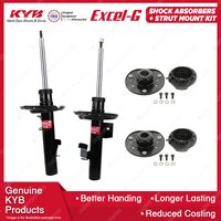 Pair Front KYB Shock Absorbers + Strut Top Mount Kit for Volvo XC60 Wagon 09-ON