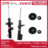 Pair Front KYB Shock Absorbers + Strut Top Mount Kit for Hyundai Accent RB 12-13