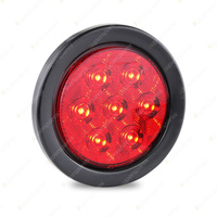 LED Autolamps Stop Tail Light Red Lens with Grommet Plug 12-24V 115mm Round Bulk