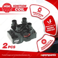 2 x NGK Ignition Coils for Ford Fairlane Fairmont Falcon LTD TE50 TL50 TS50 AU