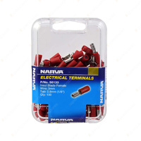 Narva 2.8 X 0.8MM Female Blade Terminal Wire size: 2.5-3mm Red - Pack of 100