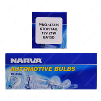 Narva 12 Volt 21W Ba15D Incandescent Globes 25mm wide x 50mm 47335 2 x Box of 10