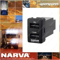 2 x Narva OE Style USB Switch for Toyota Prado 150 Landcruiser 200 Hilux 63301BL