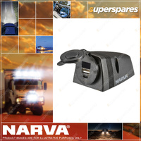 Narva Heavy-Duty Surface Mount Socket with Cover - Dual USB / USB-C